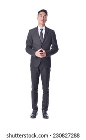 Full Body Young Business Man Portrait Isolated On White Background