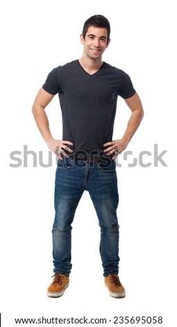 full body young man standing over の写真素材 今すぐ編集