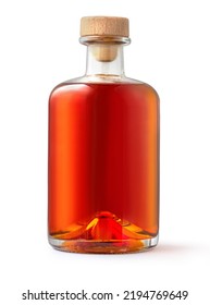 A Full Bottle Of Whiskey Is Isolated On A White Background