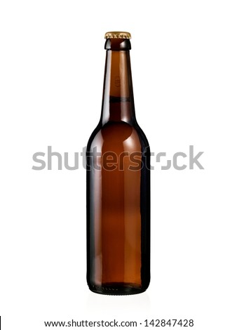 Full brown beer bottle