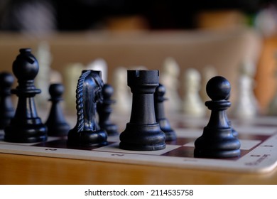 Full Chess Board. Close Up Of Figurines