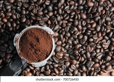 Full Coffee Dispenser On Coffee Beans 