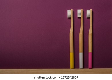 full colours bamboo toothbrushes on liliac background .
Place for text. Ecoproduct.   eco-friendly - Shutterstock ID 1372542809