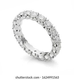 Full Diamond Eternity Ring Isolated On White Background