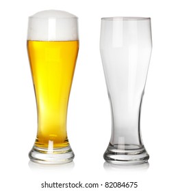 Full And Empty Beer Glass