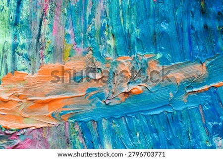 Full frame abstract texture of thick colorful paint strokes