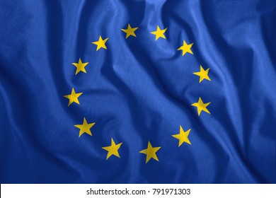 Full frame background of European Union flag blowing in the wind - Shutterstock ID 791971303