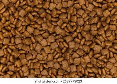 Full frame close up macro image of cat dry food kibbles