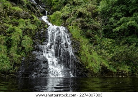 Full frame close-up of the famous Assaranca waterfall near Maghera, County Donegal, Ireland