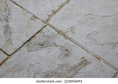 Full Frame Of Grey Patterned Stamped Concrete