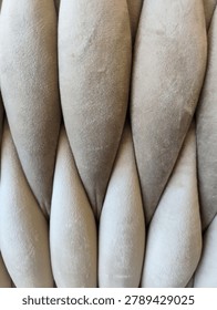 Full Frame High Resolution PBR Texture of 3D Braided Gray Velvet Panel, Interwoven Geometric Tufted Velour Wall Covering Albedo Map for Luxury Archviz Design
