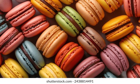 Full frame image of many colorful French macaroons from directly above. banner, background - Powered by Shutterstock