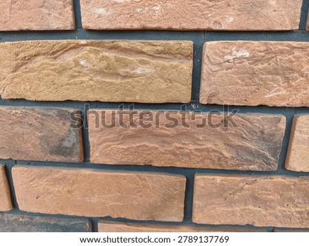 Full frame rustic long format yellow tan brick slips texture with porous clay surface and deep recessed dark charcoal mortar joints for industrial loft interior rendering and modern architectural facade PBR materials
