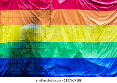 Full frame shot of multi colored pride flag. 