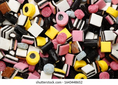 Full Frame View Of Assorted English Liquorice Candy.