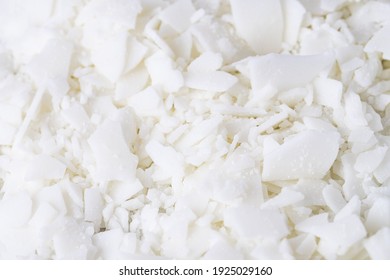 Full Frame Of White Soy Wax Flakes For Candle Making, White Background
