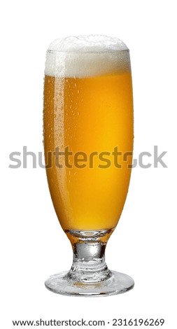 Full glass of hazy New England IPA NEIPA pale ale beer isolated on white background Clipping path.