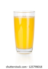 Full Glass Of Orange Juice Isolated On White Background