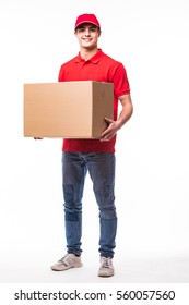 Full Length Delivery Man With Box.