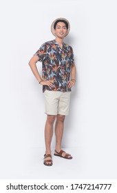 Full Length
Man Casual Summer Wearing New Stylish Floral ,palm,leaves Printed Printed Shirts With Khaki Pants Shorts And Flip Flop,hat
