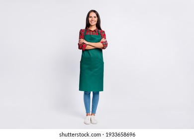 Full length photo of attractive nice young woman hold hands folded employment isolated on grey color background - Powered by Shutterstock