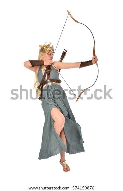 Full Length Portrait Archer Woman Green Stock Photo (edit Now) 574150876