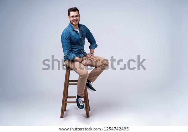 Full Length Portrait Attractive Young Man Stock Photo 1254742495 