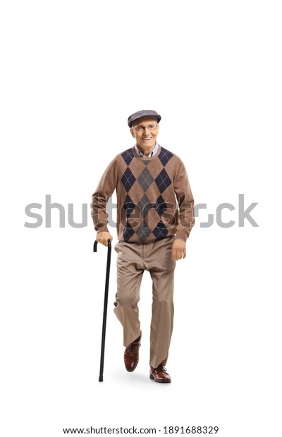 Full Length Portrait Elderly Man Cane Stock Photo 1891688329 | Shutterstock