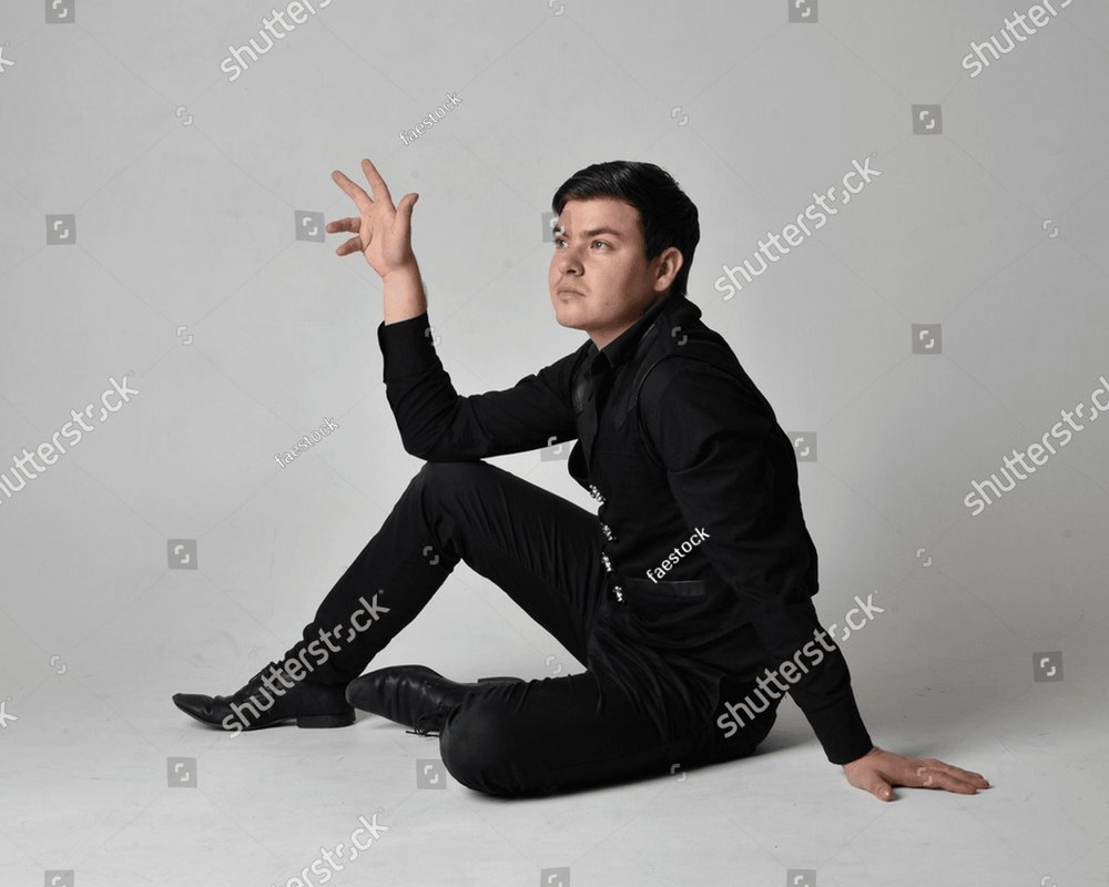 Full Length Portrait Of Handsome Brunette Male Model Wearing Black Shirt And Elegant Vest 