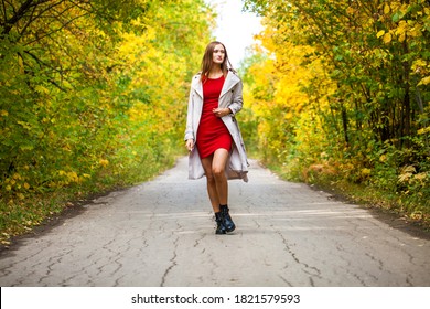 Full Length Portrait Young Woman Red Stock Photo 1821579581 | Shutterstock