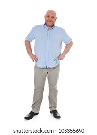 Full length shot of a adult man. All on white background.
