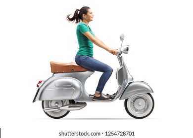 girl riding moped