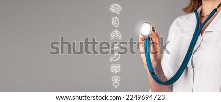 Full medical check-up, complex health checkup of all body organs concept. Examining brain, heart, digestive system, lungs, bladder, and intestine. High quality photo Stock fotó © 