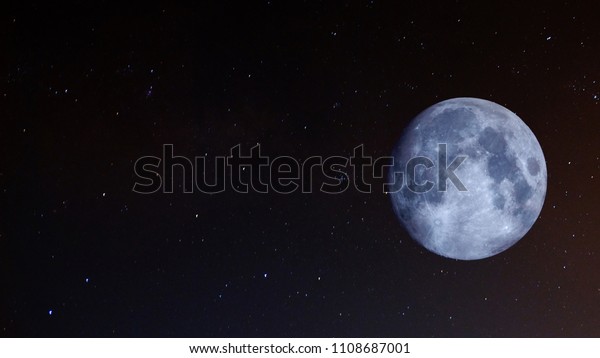 Full Moon background / The Moon is an astronomical\
body that orbits planet Earth and is Earth\'s only permanent natural\
satellite. It is the fifth-largest natural satellite in the Solar\
System