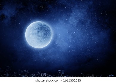 Full moon background . Mixed media