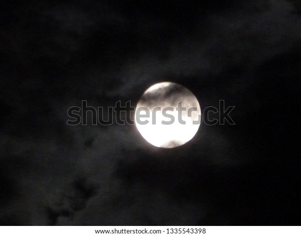 Full Moon Behind Dark Clouds Stock Photo 1335543398 | Shutterstock