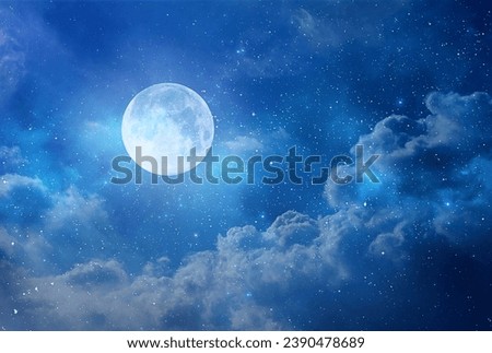 full moon bright moon among the clouds in the night sky
