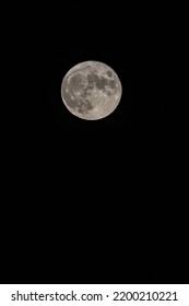 Full Moon. Earth's Natural Satellite. Vertical Image.