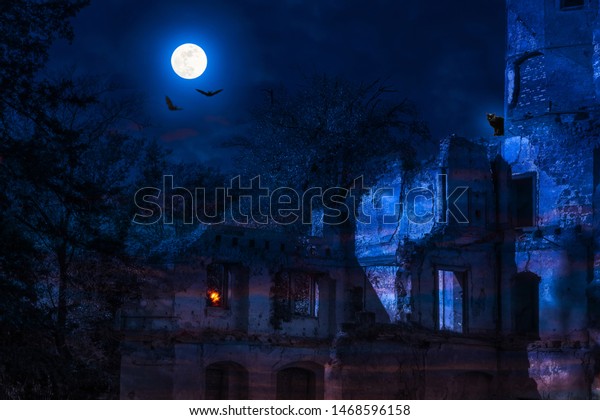 Full Moon Halloween Night Stock Photo (Edit Now) 1468596158