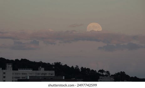 Full moon hidden by clouds