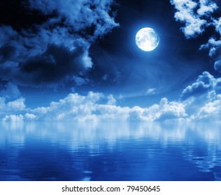 Full Moon Image With Water