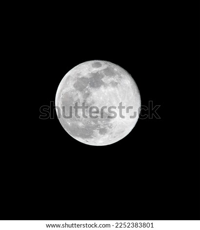 Full moon isolated on black background. Image in high resolution. Bright lunar satelite.