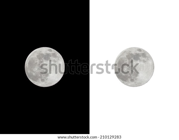 Full moon\
isolated on black and white\
background.