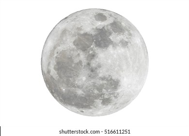 Luna llena aislada sobre fondo blanco