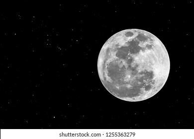 Full moon with little stars in the dark night.