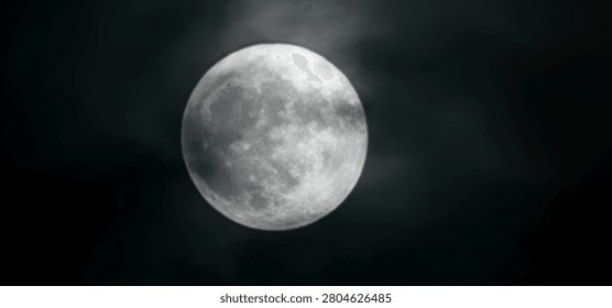 Full Moon at night
The surface features clear patterns against the black background of the sky.
