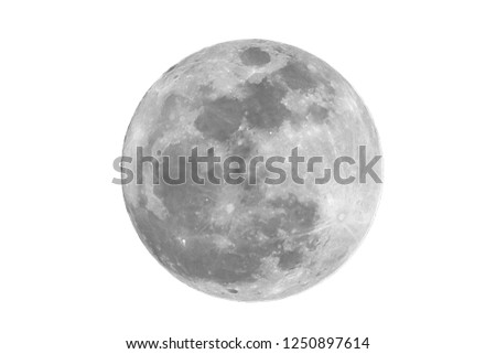 Full moon on isolated white background.