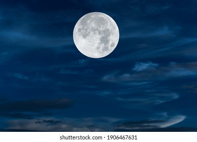 Full Moon On The Sky At Night.