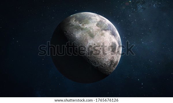 Full Moon in the outer space.\
Moon surface and stars. Elements of this image furnished by\
NASA.