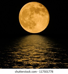 Full  Moon Over Cold Night Water